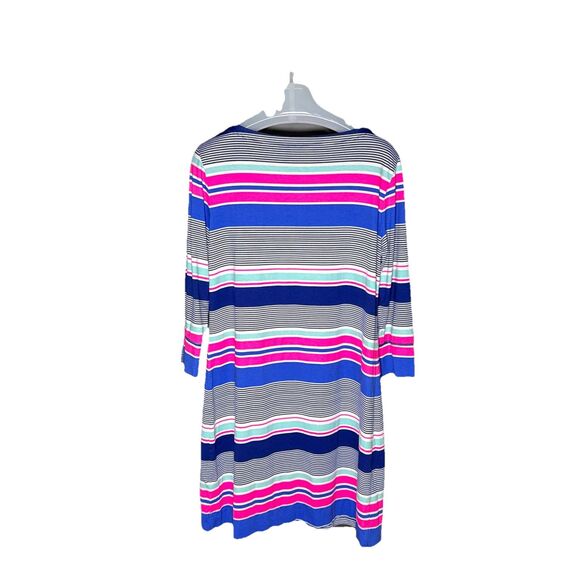 Lilly Pulitzer Sophie Size L UPF 50 True Blue Kaleidoscope Jungle Striped Dress - Picture 3 of 12